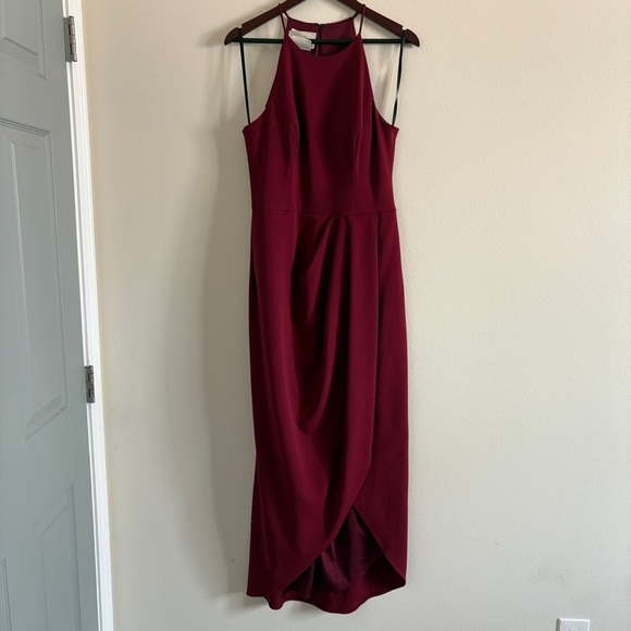 BHLDN Marceau High-Low Crepe Tulip Dress in Bordeaux Red Burgandy Size 12 - Picture 5 of 16